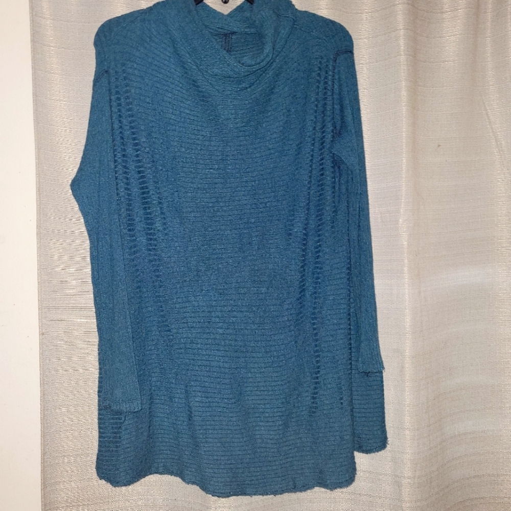 We the free long sleeve green cowl neck with back lower opening,